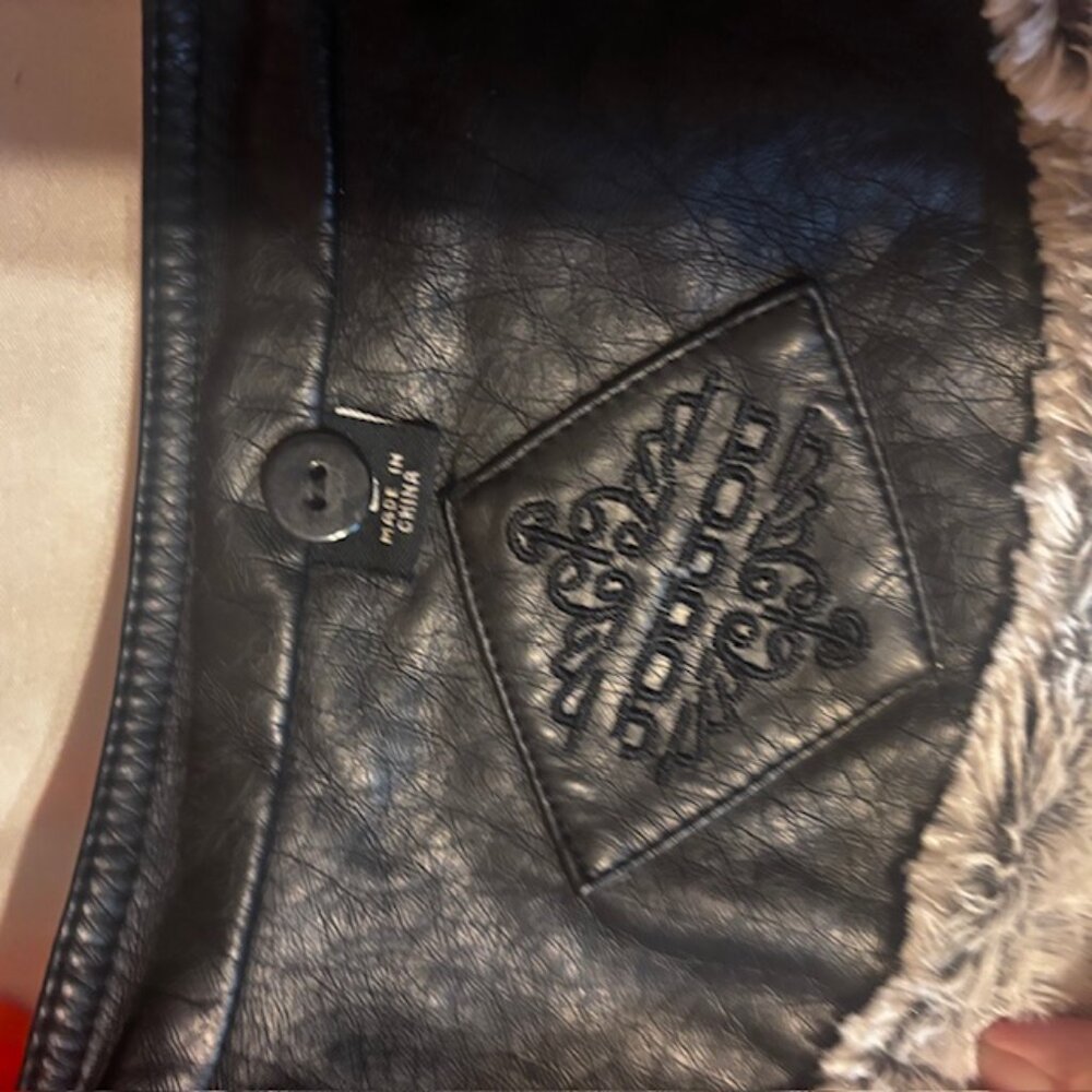 Jou Jou Black Faux Leather Moto Jacket | Size L - Picture 10 of 11